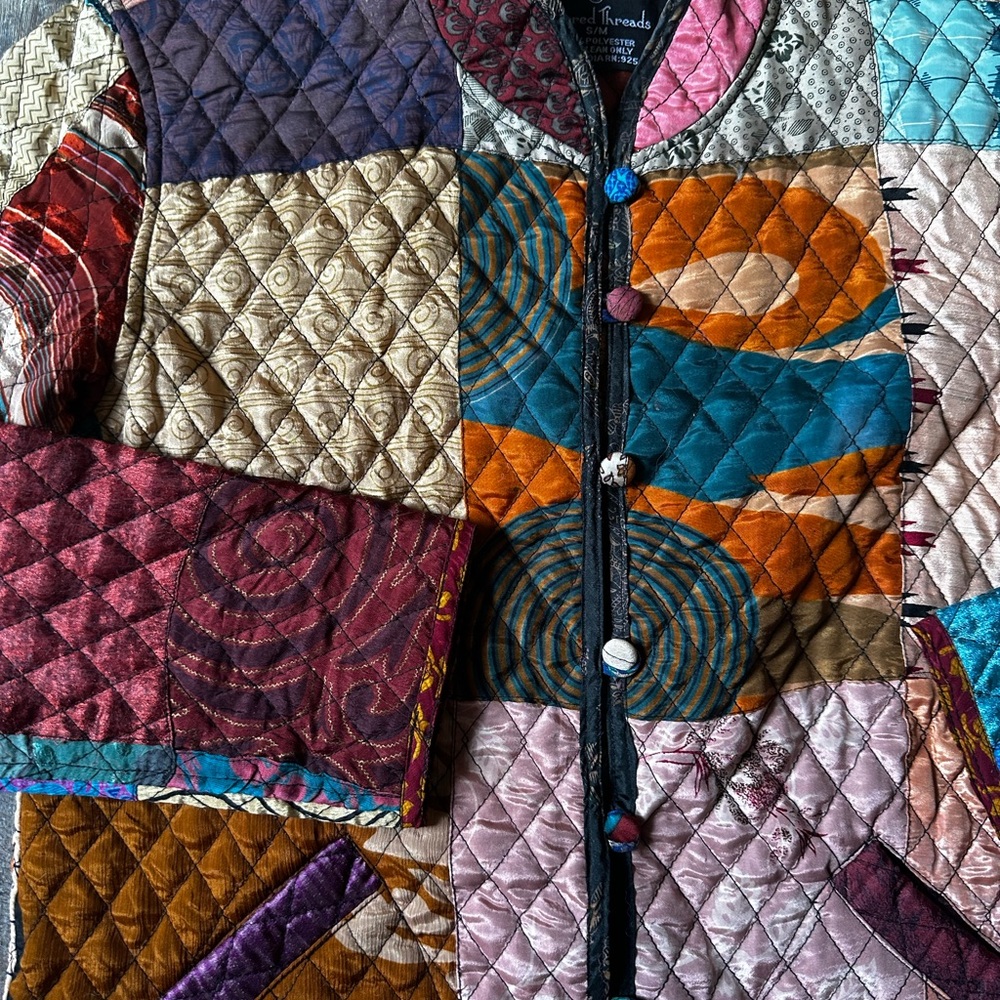 Quilted Sacred Threads Button Up Lightweight Jack… - image 5